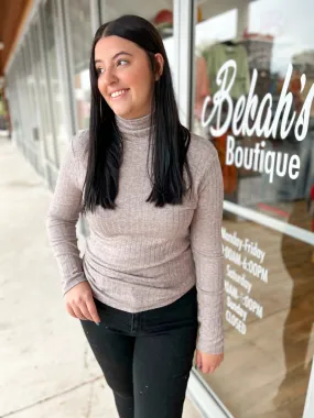 Keep Me Toasty Ash Mocha Ribbed Long Sleeve Turtleneck