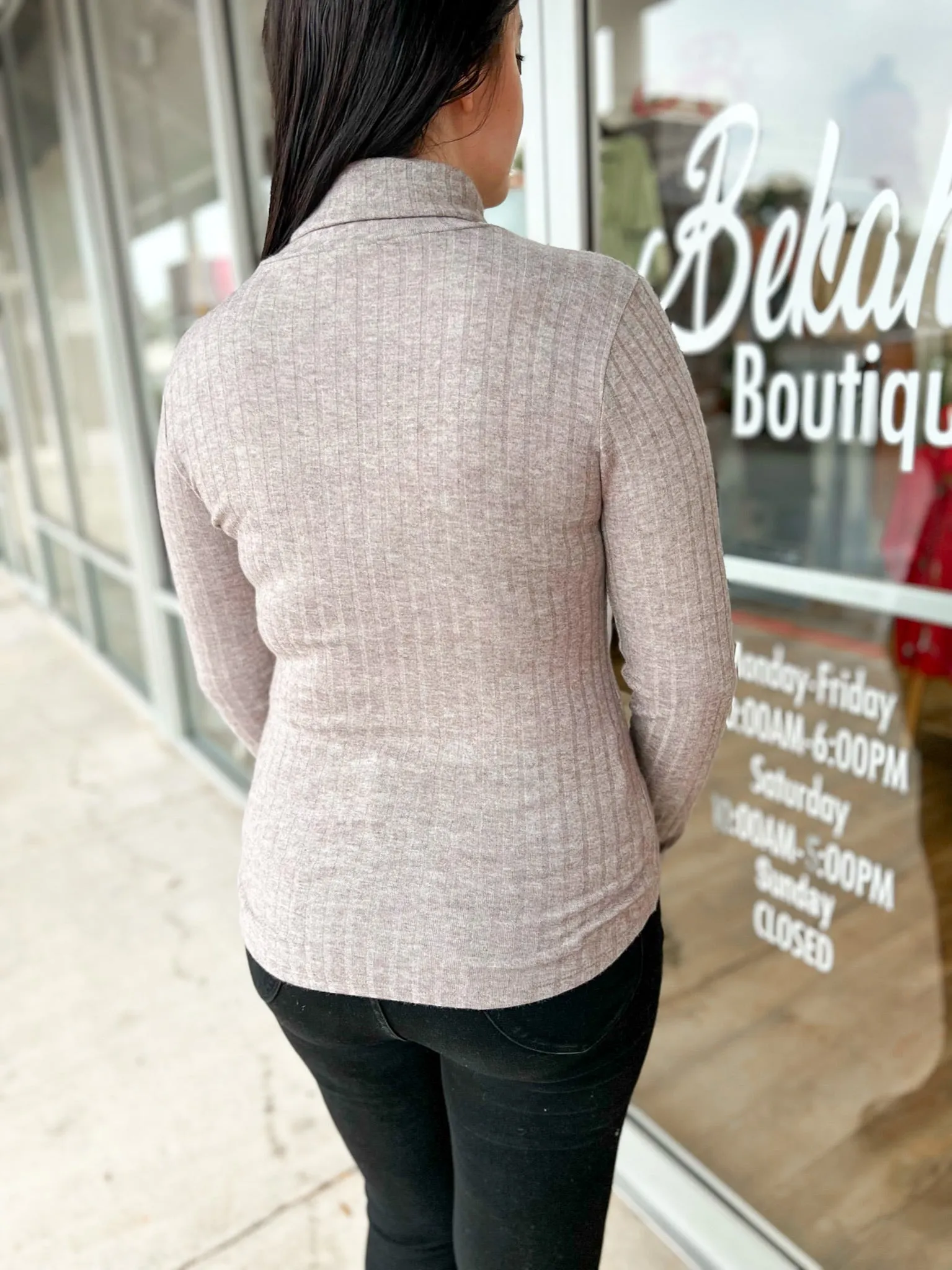 Keep Me Toasty Ash Mocha Ribbed Long Sleeve Turtleneck
