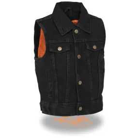 Kids Denim Shirt Collar Snap Front Vest