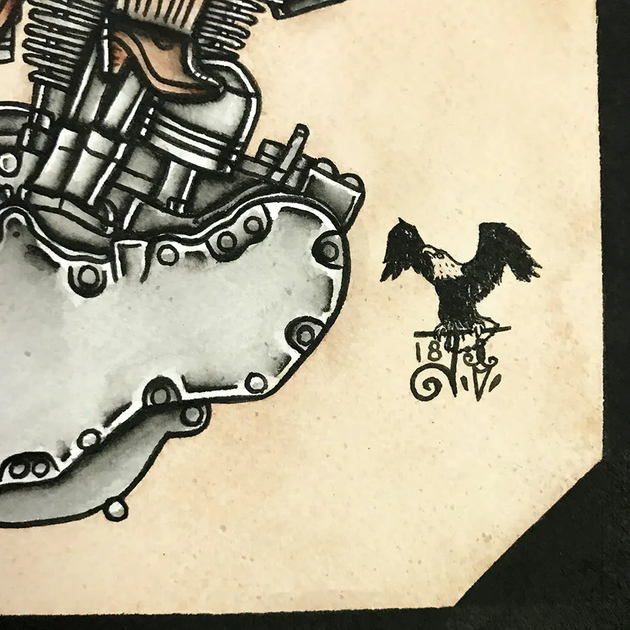 Knucklehead Engine Pinup Print