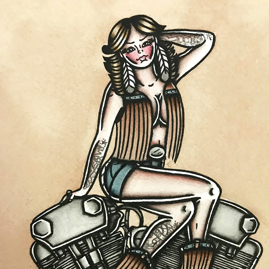 Knucklehead Engine Pinup Print