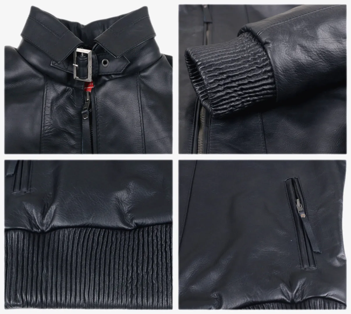 Leather Jackets Hub Mens Genuine Cowhide Leather Jacket (Black, Aviator Jacket) - 1801063