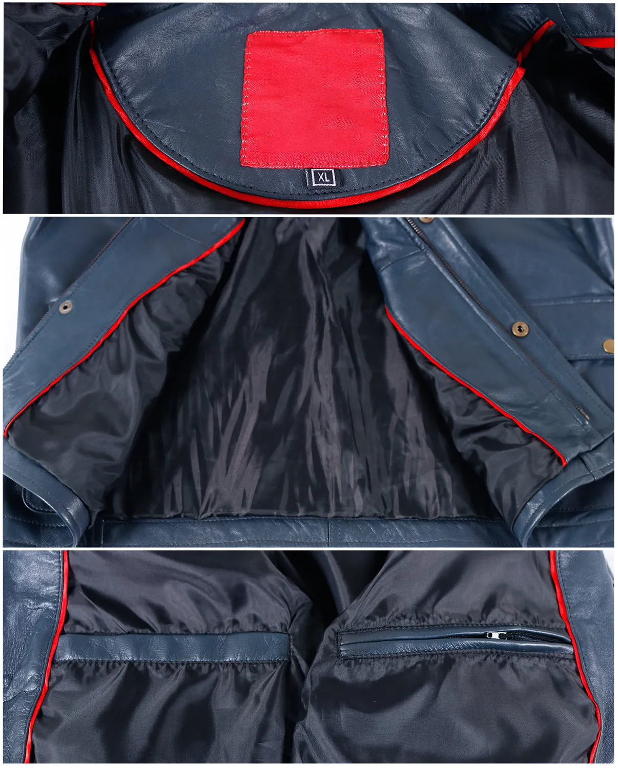 Leather Jackets Hub Mens Genuine Lambskin Leather Jacket (Black, Officer Jacket) - 1501024