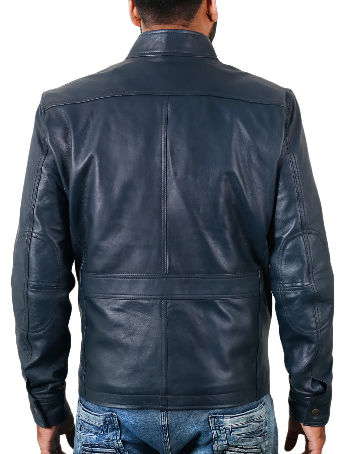 Leather Jackets Hub Mens Genuine Lambskin Leather Jacket (Black, Officer Jacket) - 1501024