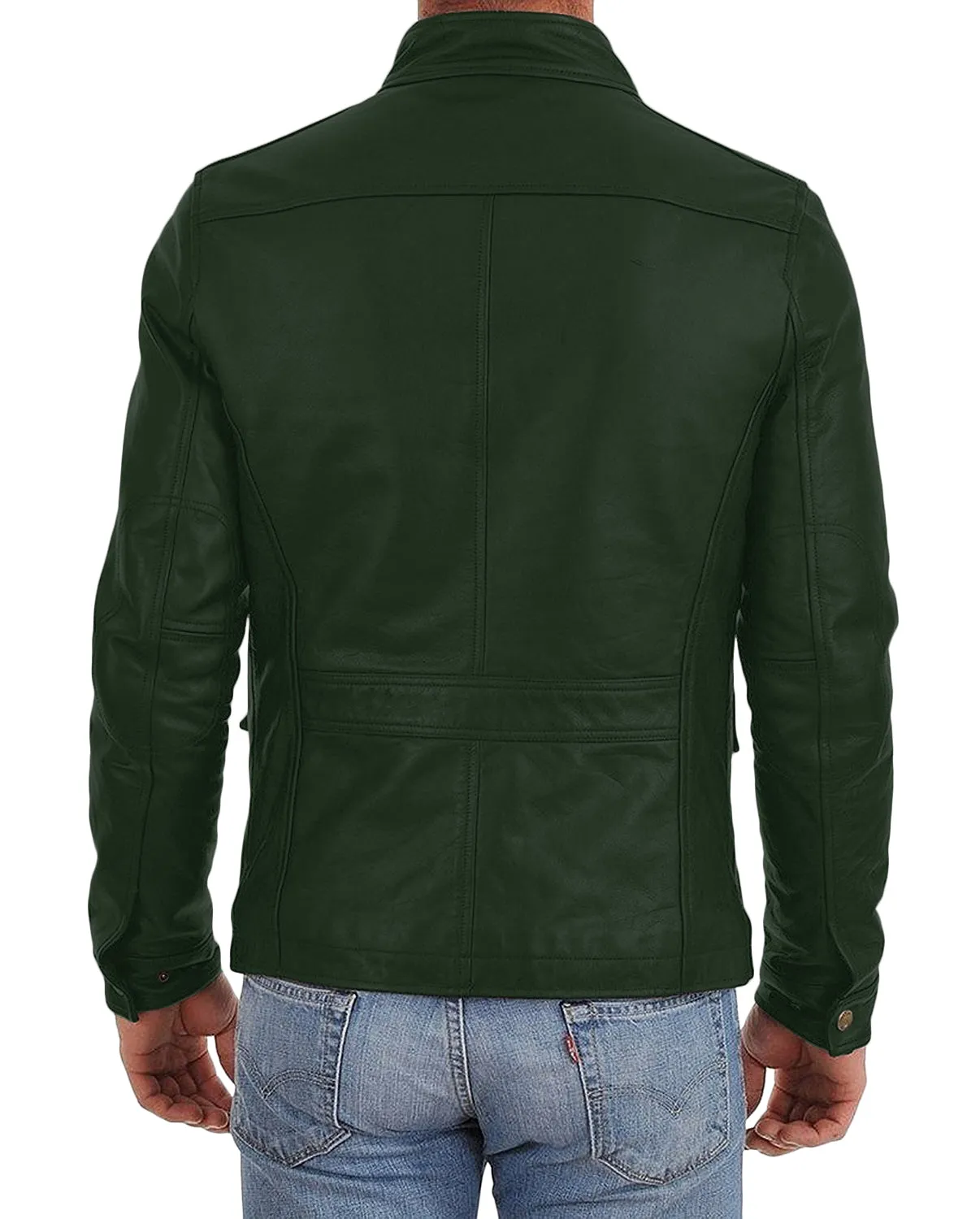 Leather Jackets Hub Mens Genuine Lambskin Leather Jacket (Black, Officer Jacket) - 1501024