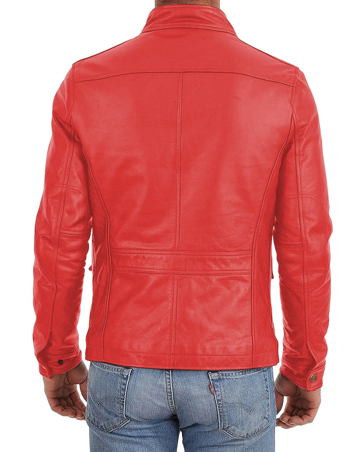 Leather Jackets Hub Mens Genuine Lambskin Leather Jacket (Black, Officer Jacket) - 1501024