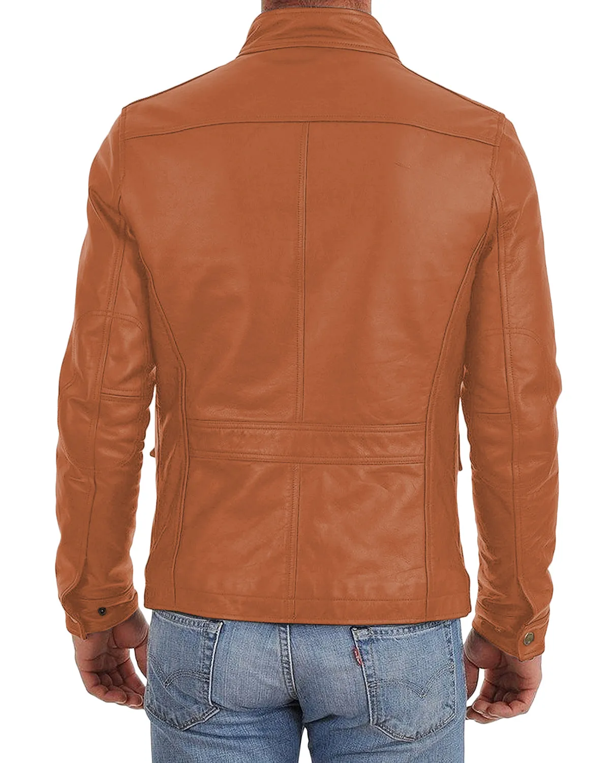 Leather Jackets Hub Mens Genuine Lambskin Leather Jacket (Black, Officer Jacket) - 1501024