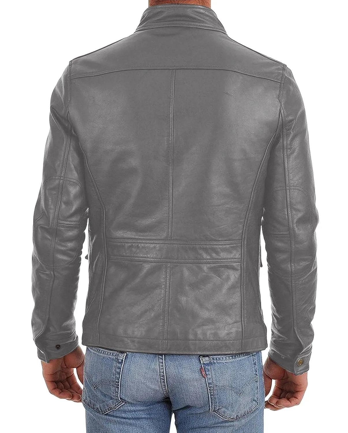Leather Jackets Hub Mens Genuine Lambskin Leather Jacket (Black, Officer Jacket) - 1501024