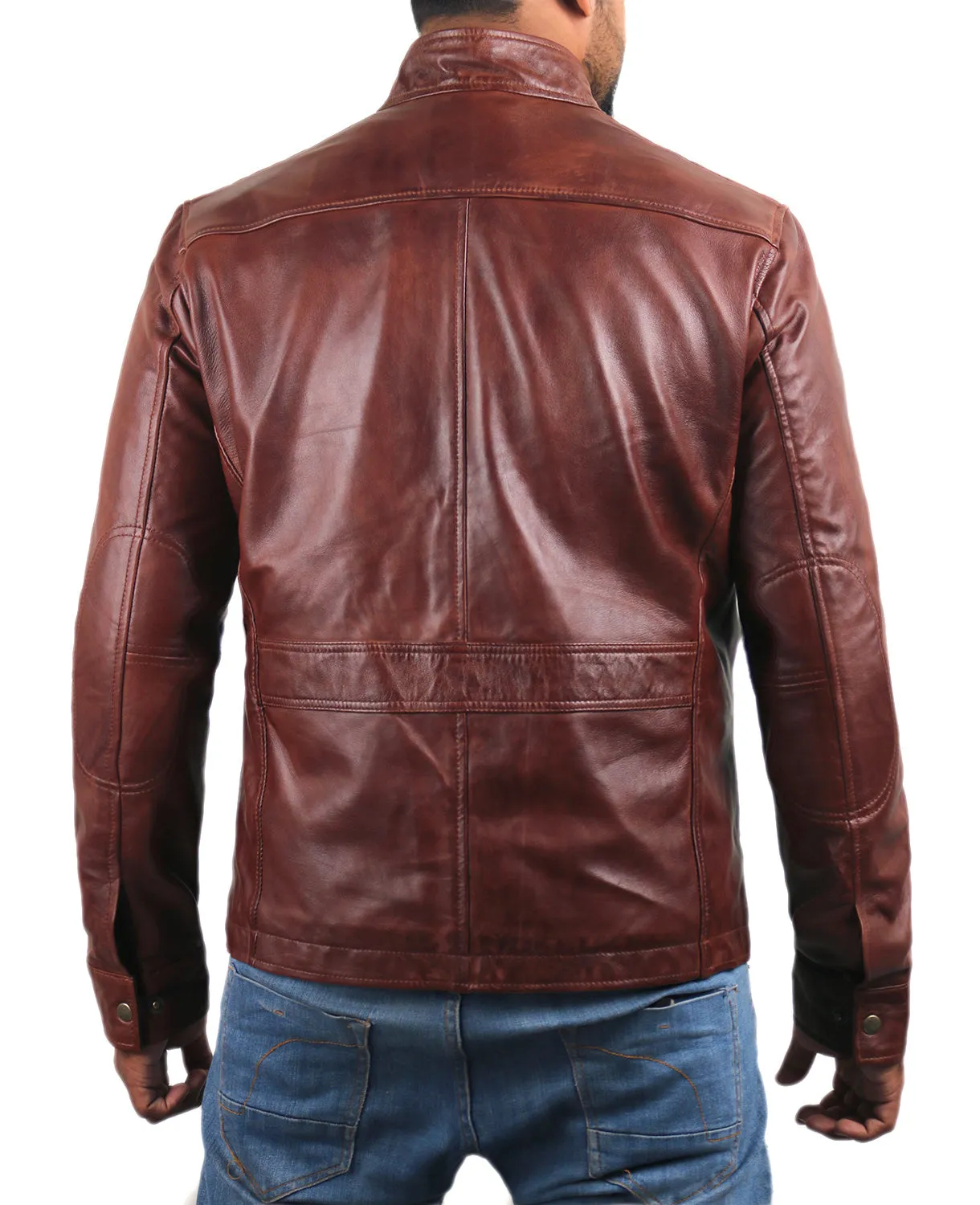 Leather Jackets Hub Mens Genuine Lambskin Leather Jacket (Black, Officer Jacket) - 1501024
