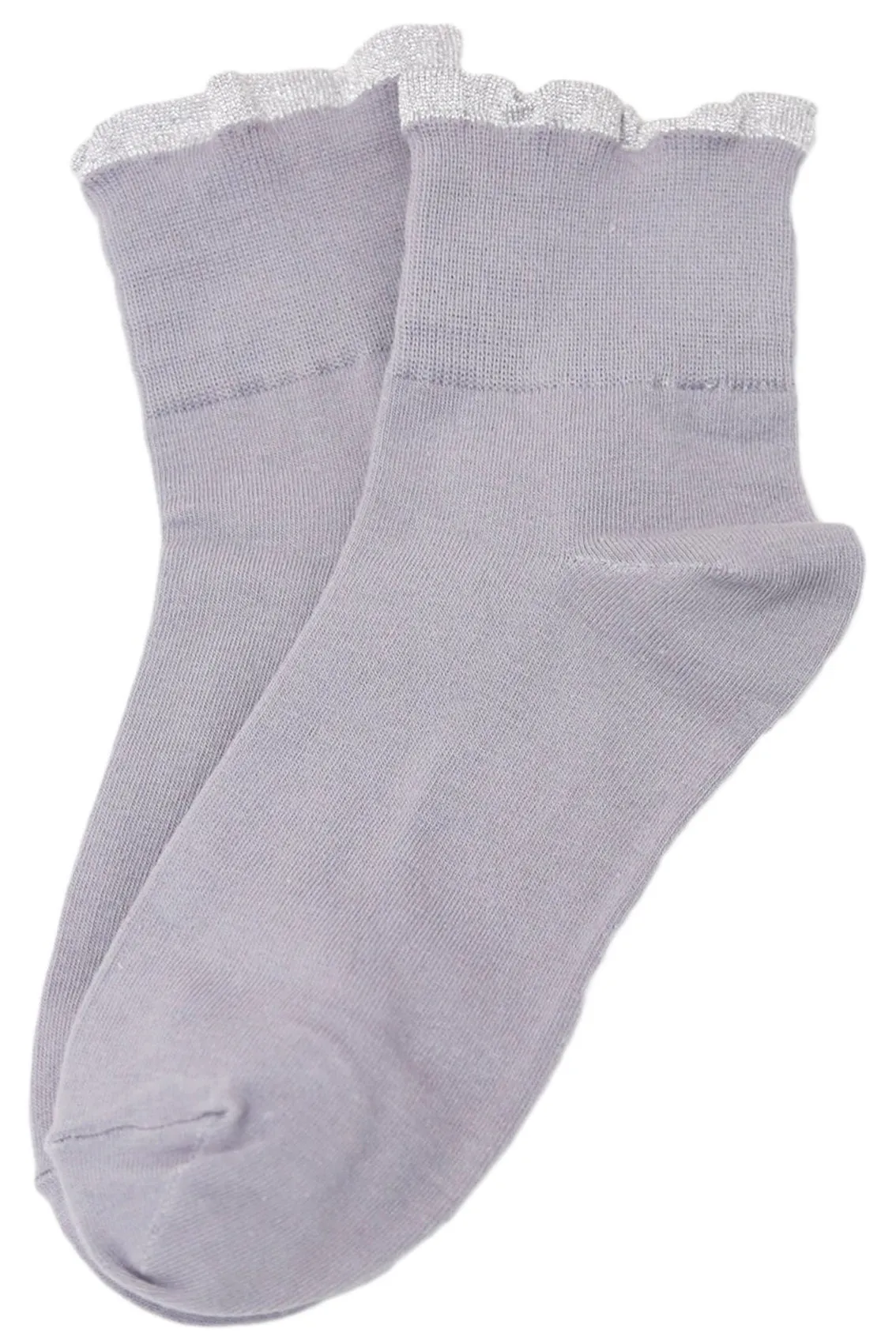 Majestic Metallic Frill Cotton Socks Grey