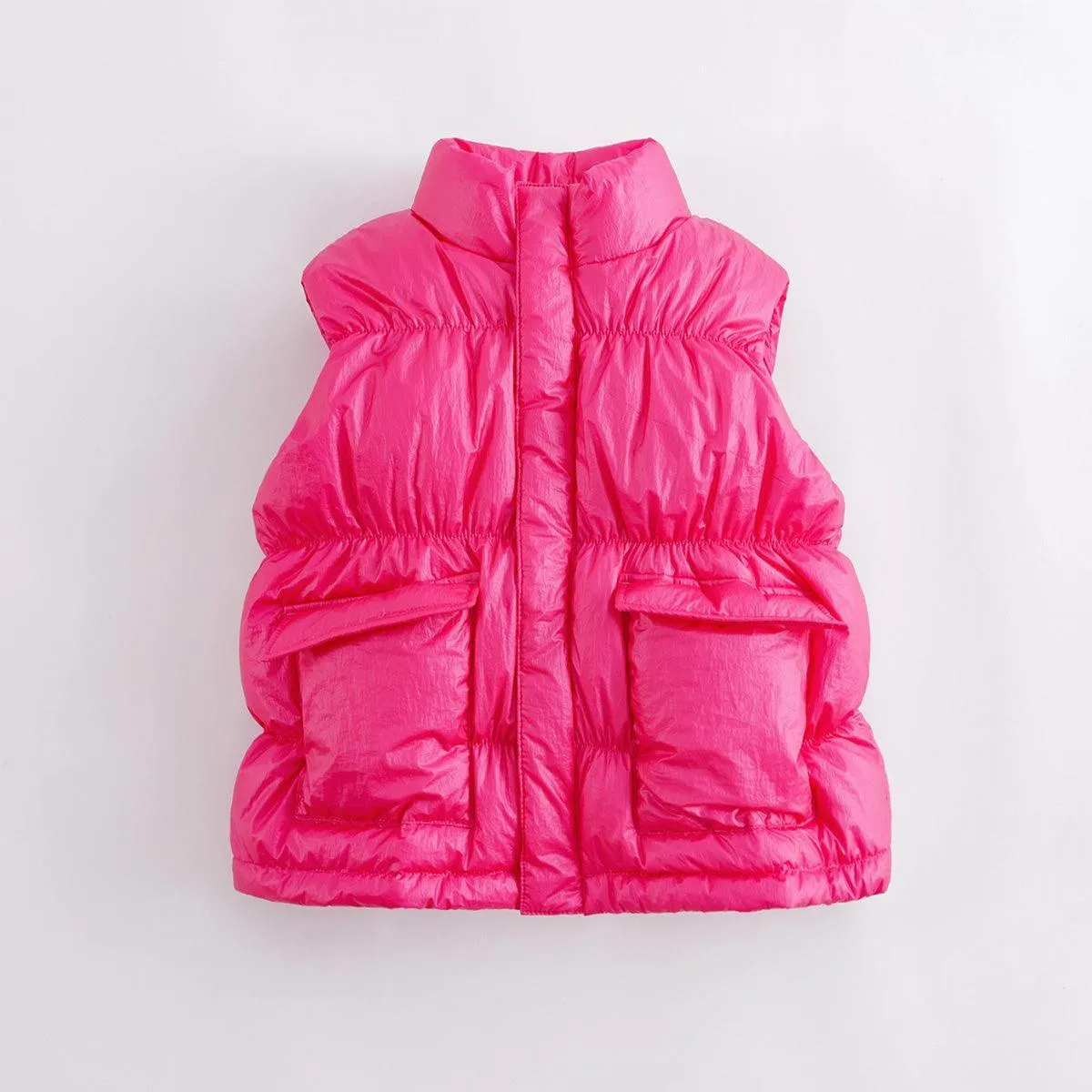 MARC & JANIE Girls Metallic Stand-up Collar Ultralight Down Vest 221657