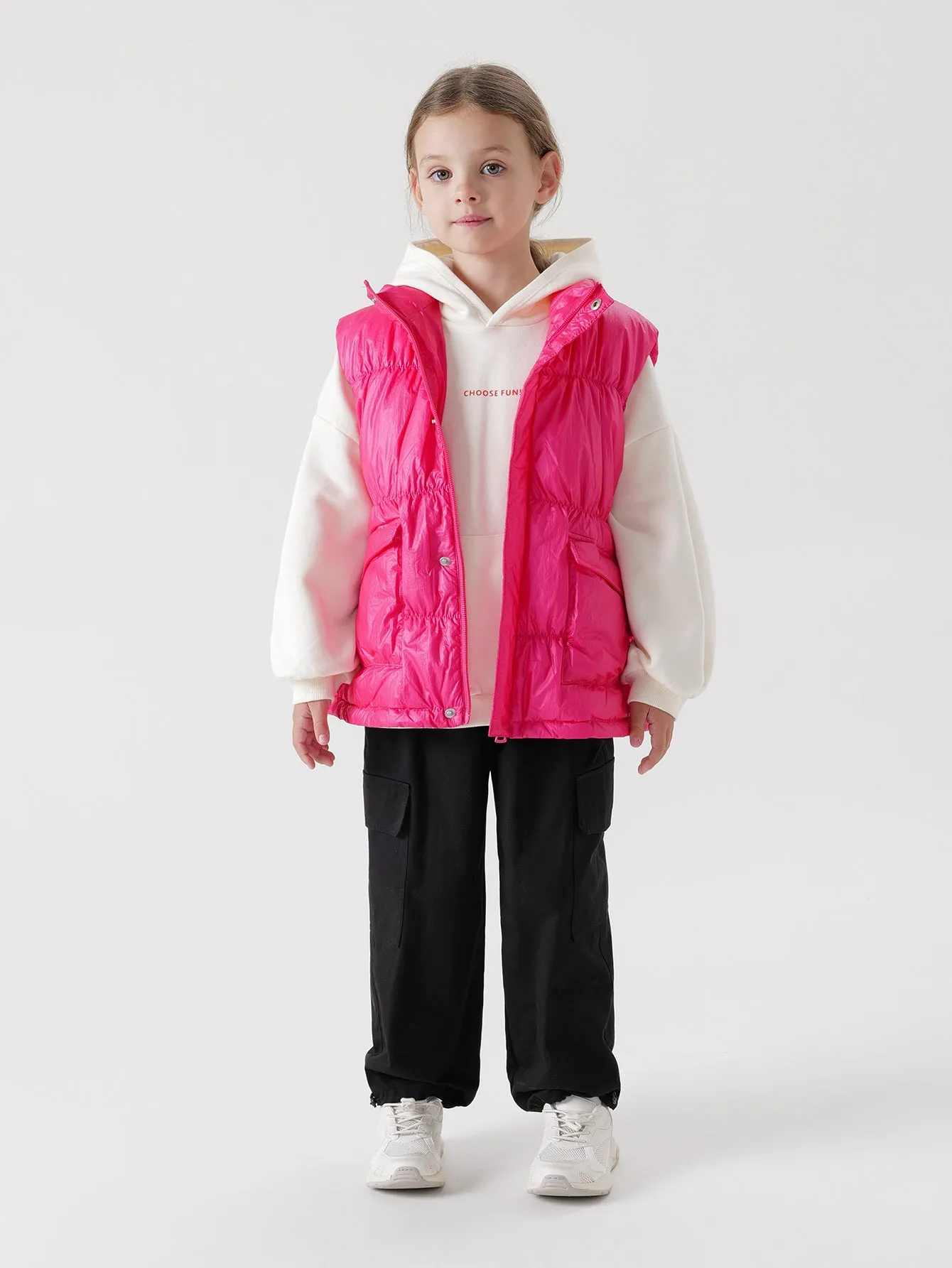MARC & JANIE Girls Metallic Stand-up Collar Ultralight Down Vest 221657
