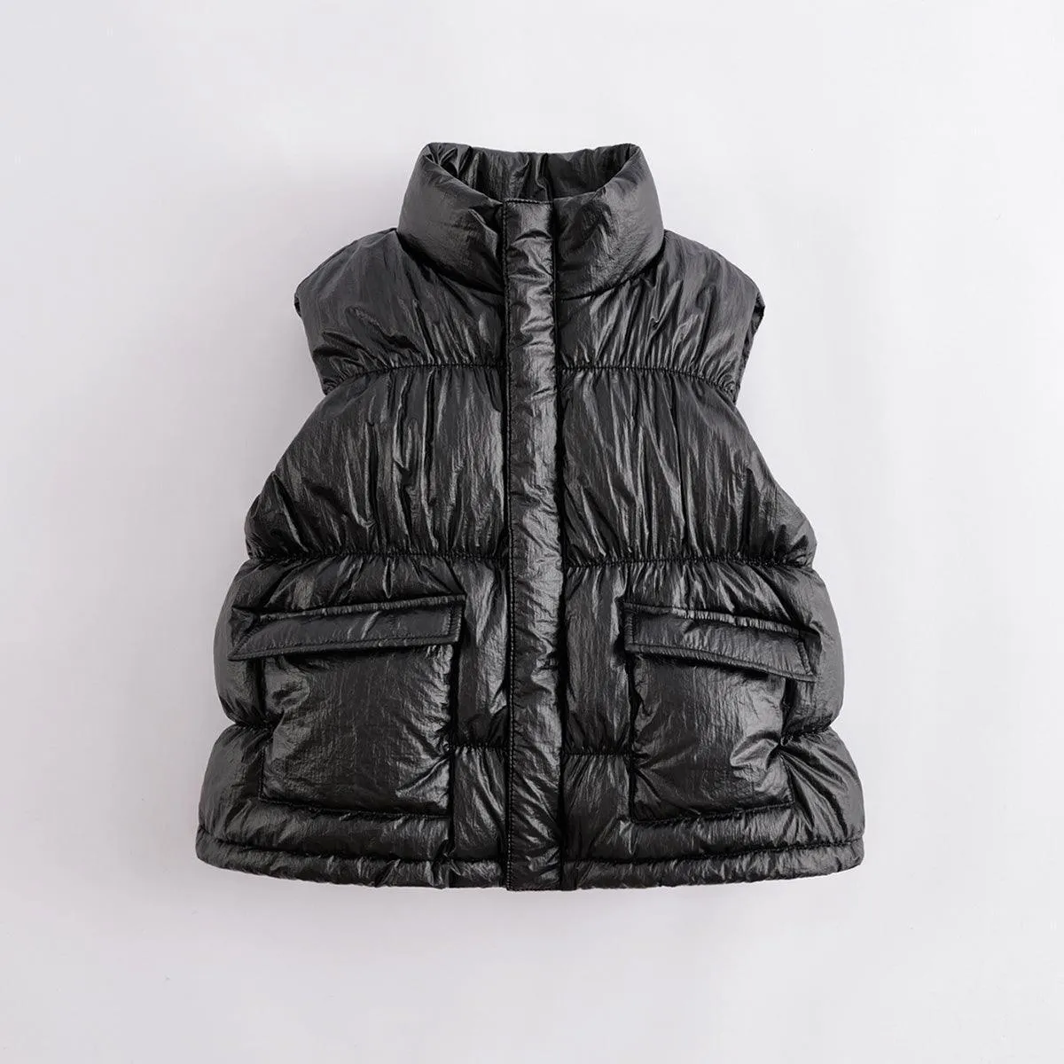 MARC & JANIE Girls Metallic Stand-up Collar Ultralight Down Vest 221657