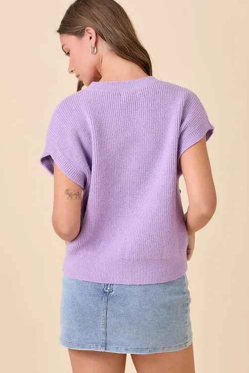 Mardi Gras Ribbon Bow Knit Top