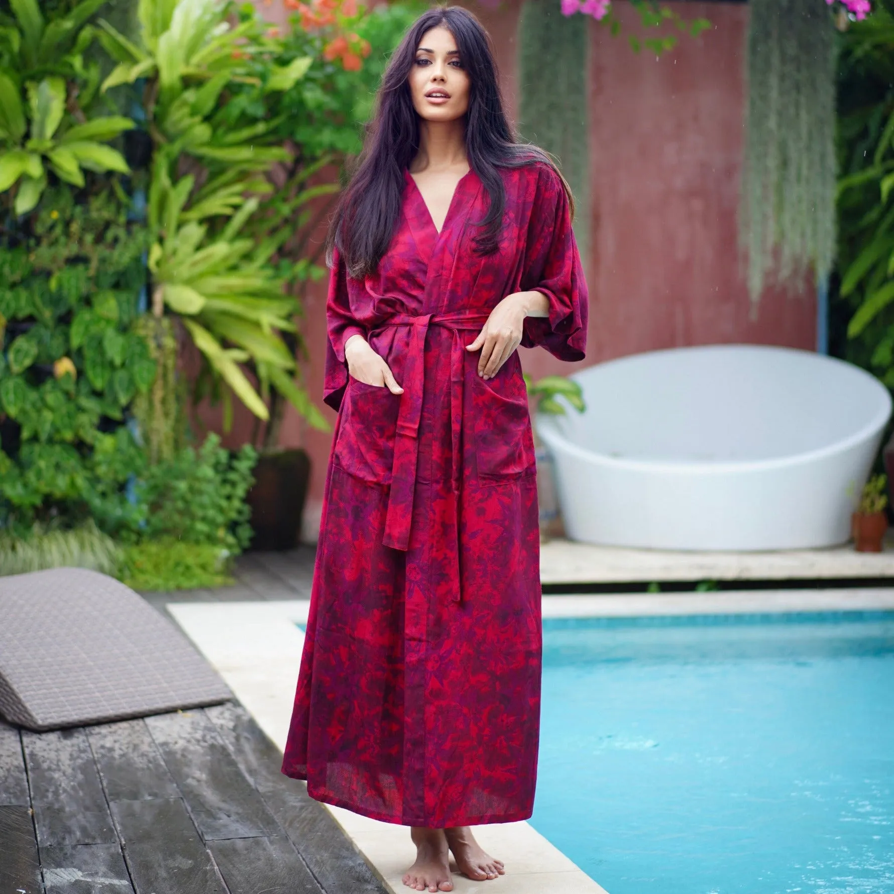 Mariah Bohemian Batik Kimono Belted Robe Jacket