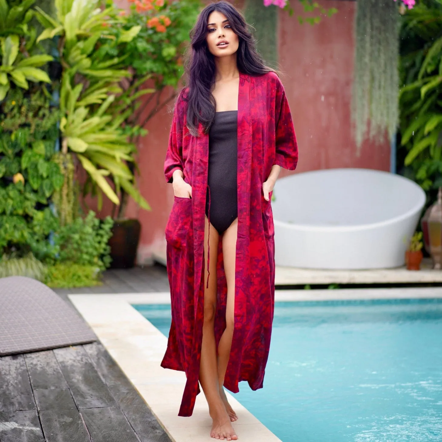 Mariah Bohemian Batik Kimono Belted Robe Jacket