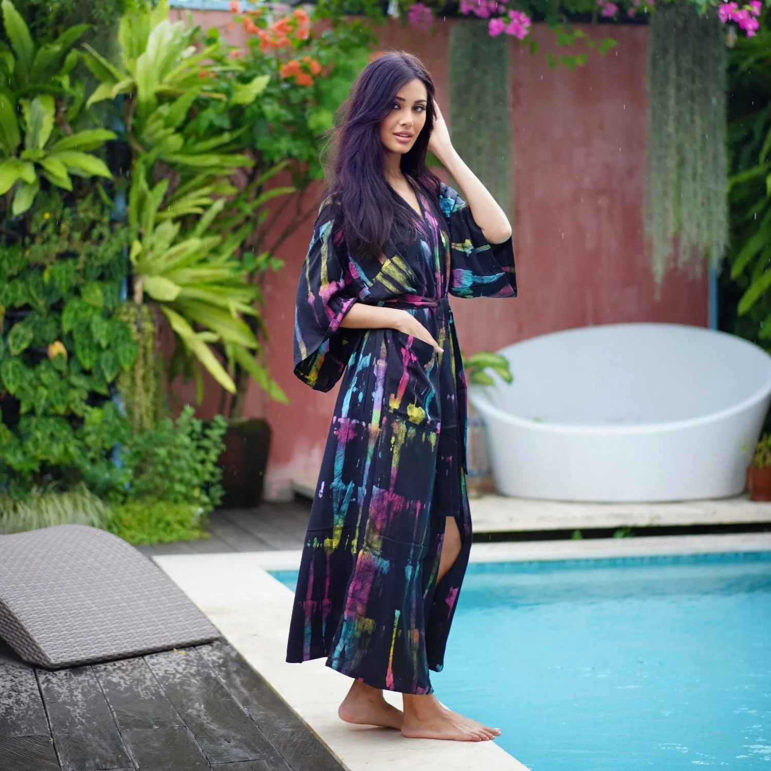 Mariah Bohemian Batik Kimono Belted Robe Jacket
