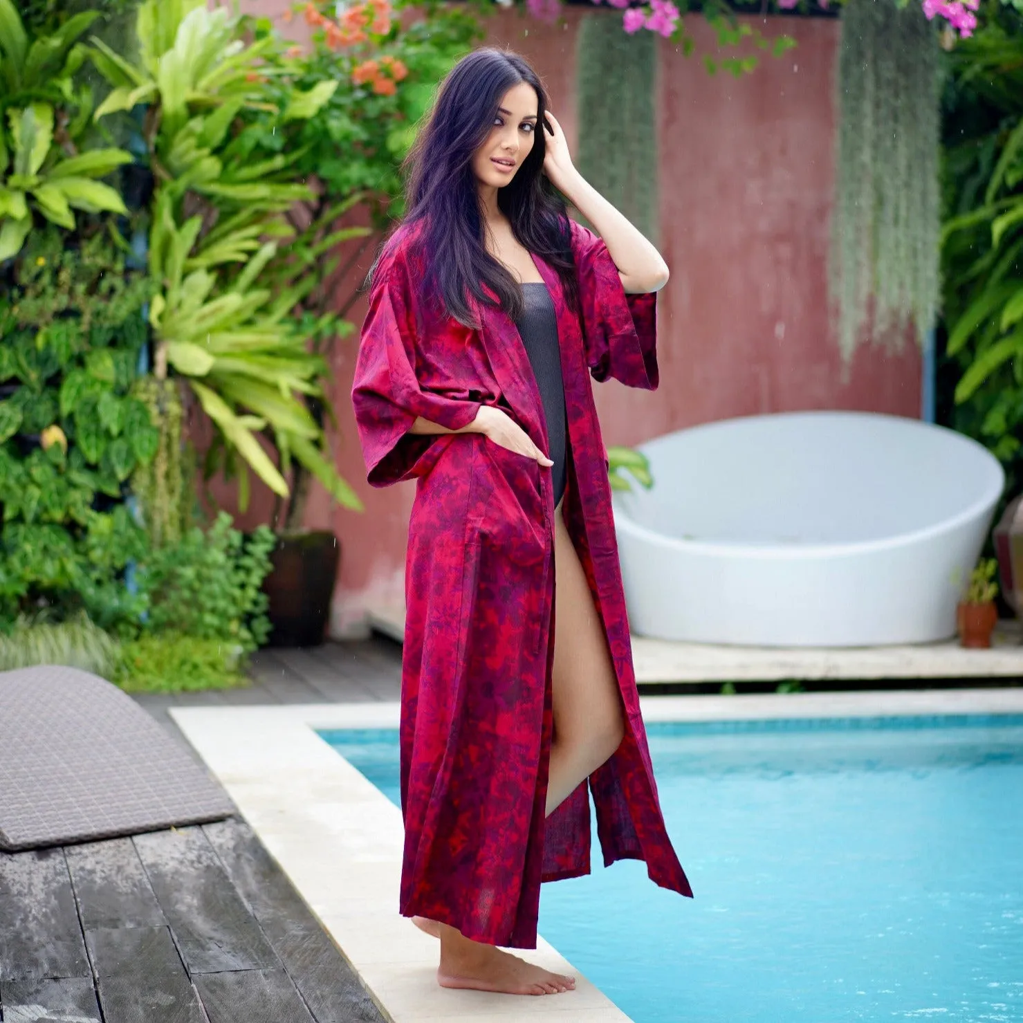 Mariah Bohemian Batik Kimono Belted Robe Jacket