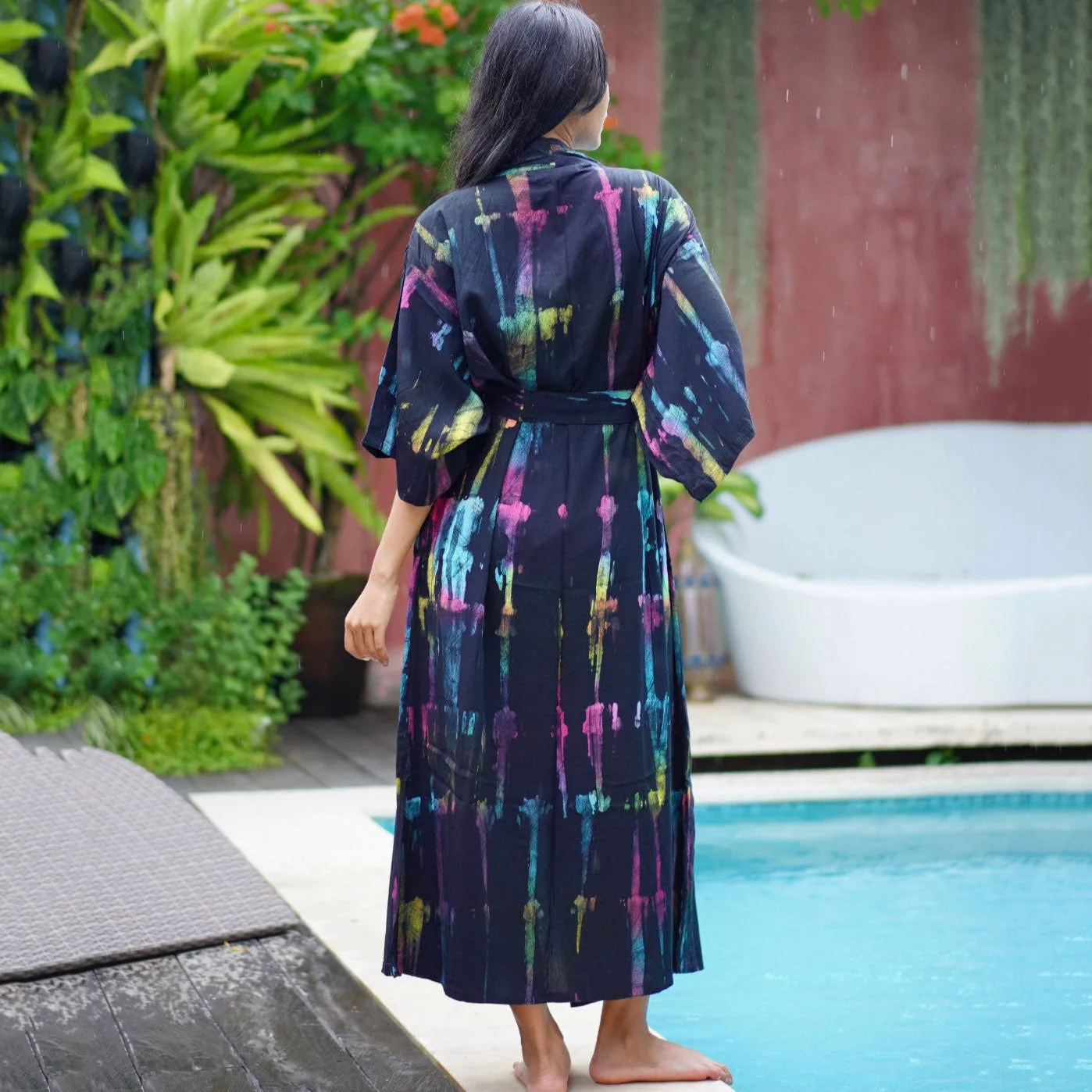 Mariah Bohemian Batik Kimono Belted Robe Jacket
