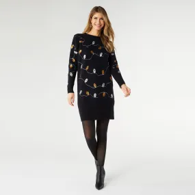 Maritime Sequin Sweater Dress - Black - Final Sale