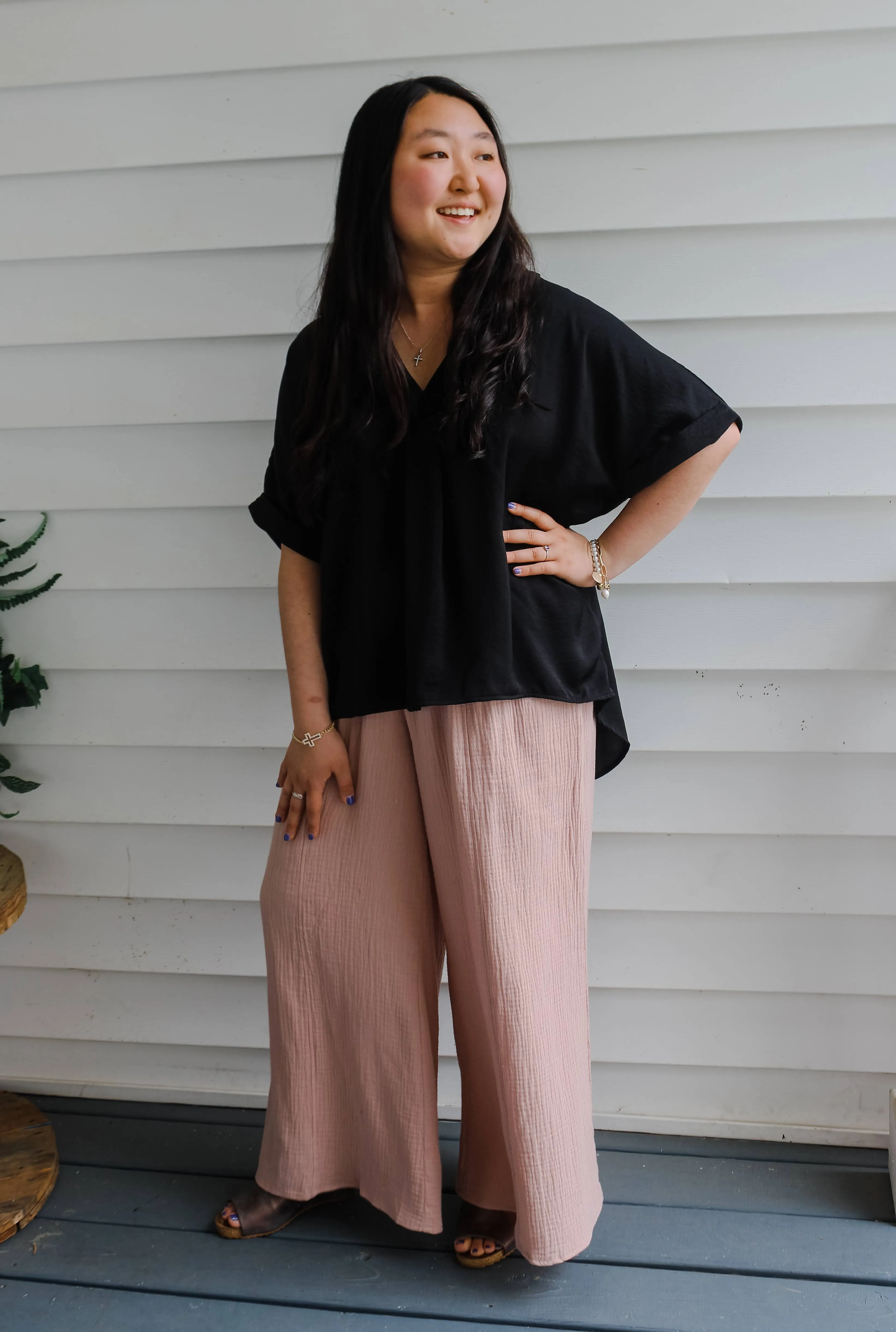 Mauve Call Me High Waisted Wide Band Pants