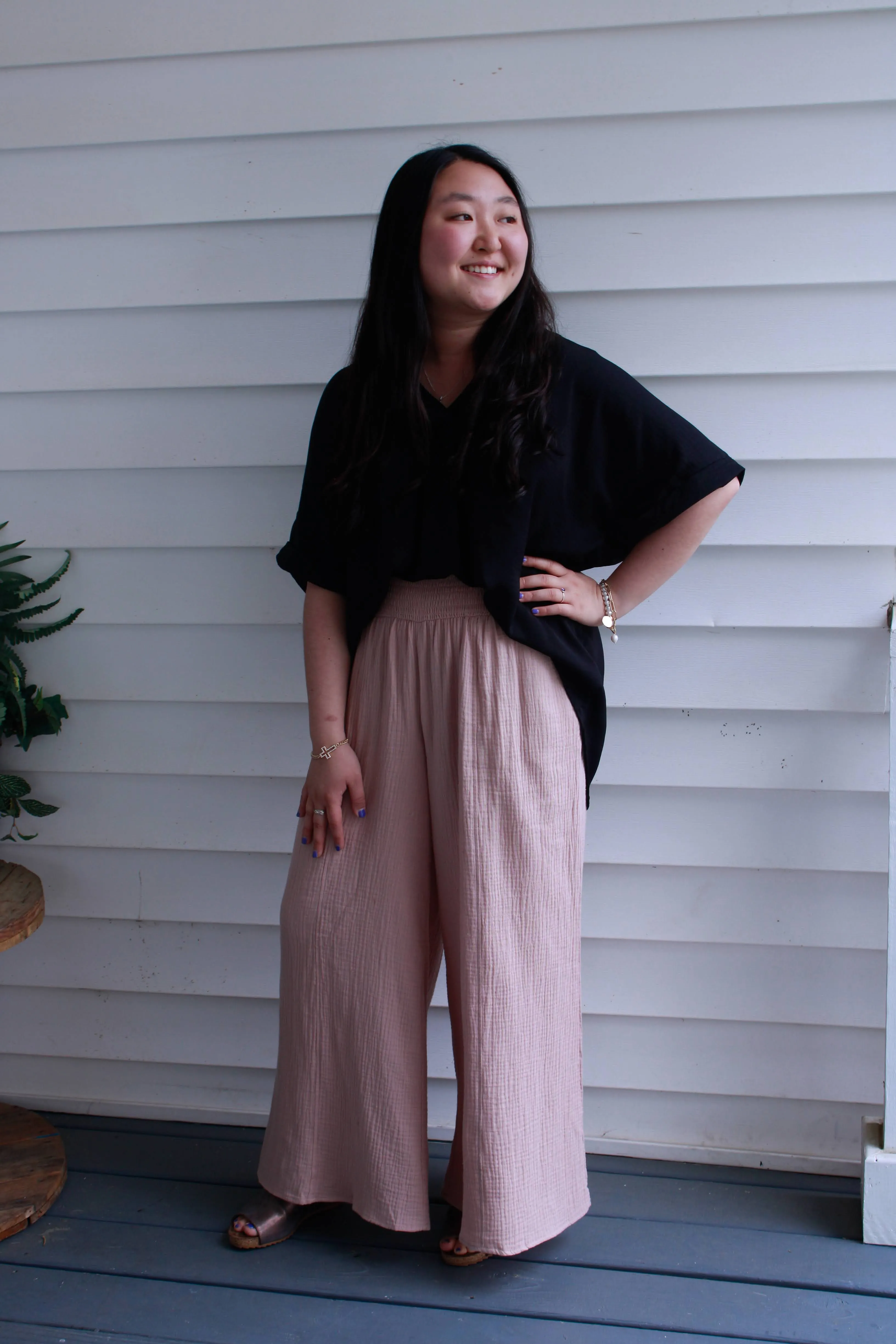 Mauve Call Me High Waisted Wide Band Pants
