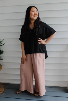 Mauve Call Me High Waisted Wide Band Pants