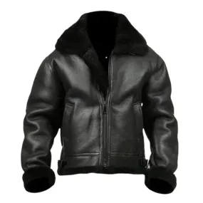 Men's Airforce Flight Faux Shearling Real Leather Jacket