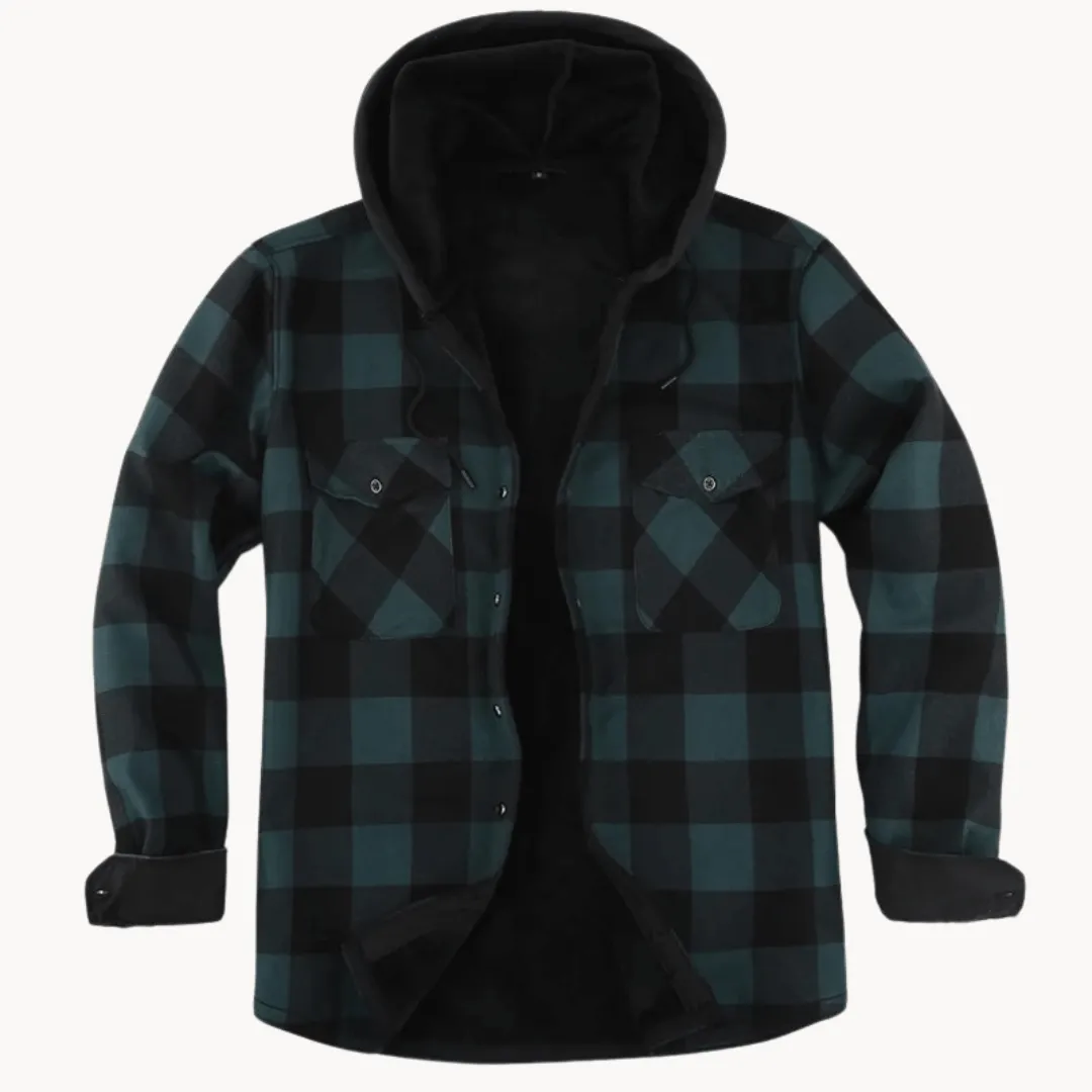 Men's Fleece-Lined Hooded Flannel Jacket