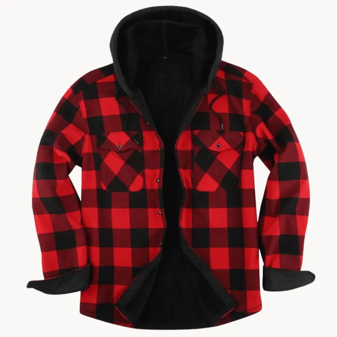Men's Fleece-Lined Hooded Flannel Jacket