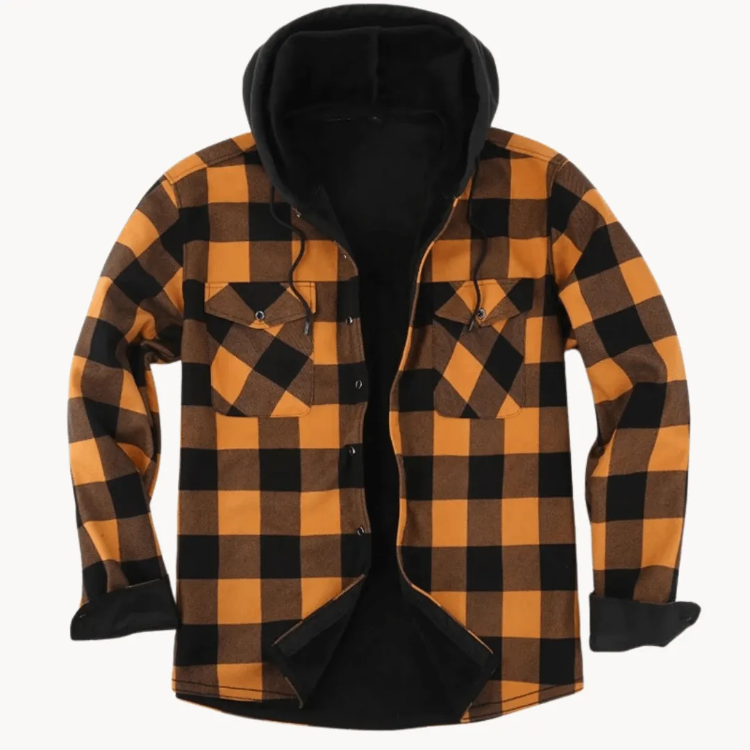 Men's Fleece-Lined Hooded Flannel Jacket