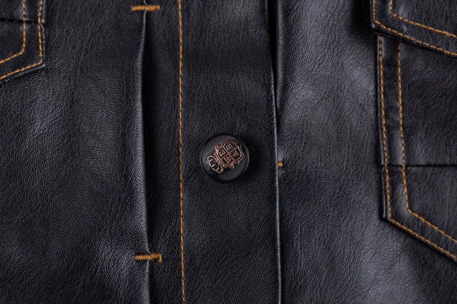 Men's Multi-Pocket Plus Fleece Leather Jacket