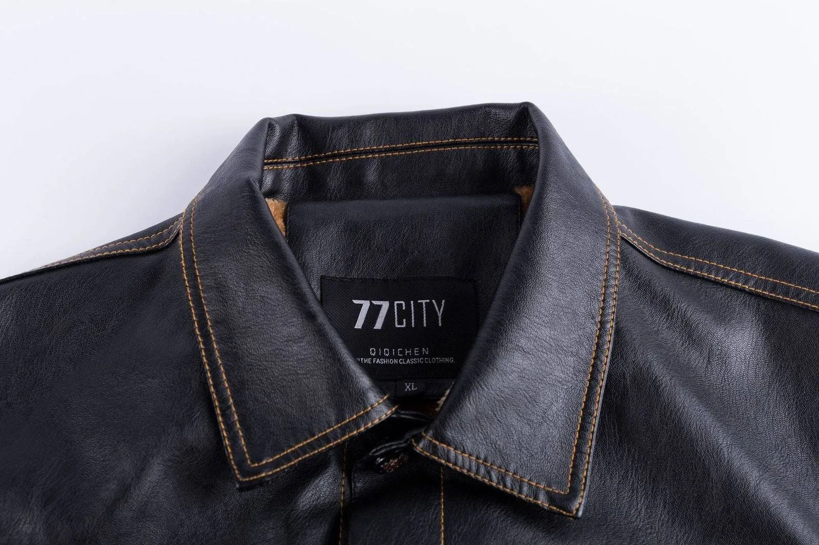 Men's Multi-Pocket Plus Fleece Leather Jacket