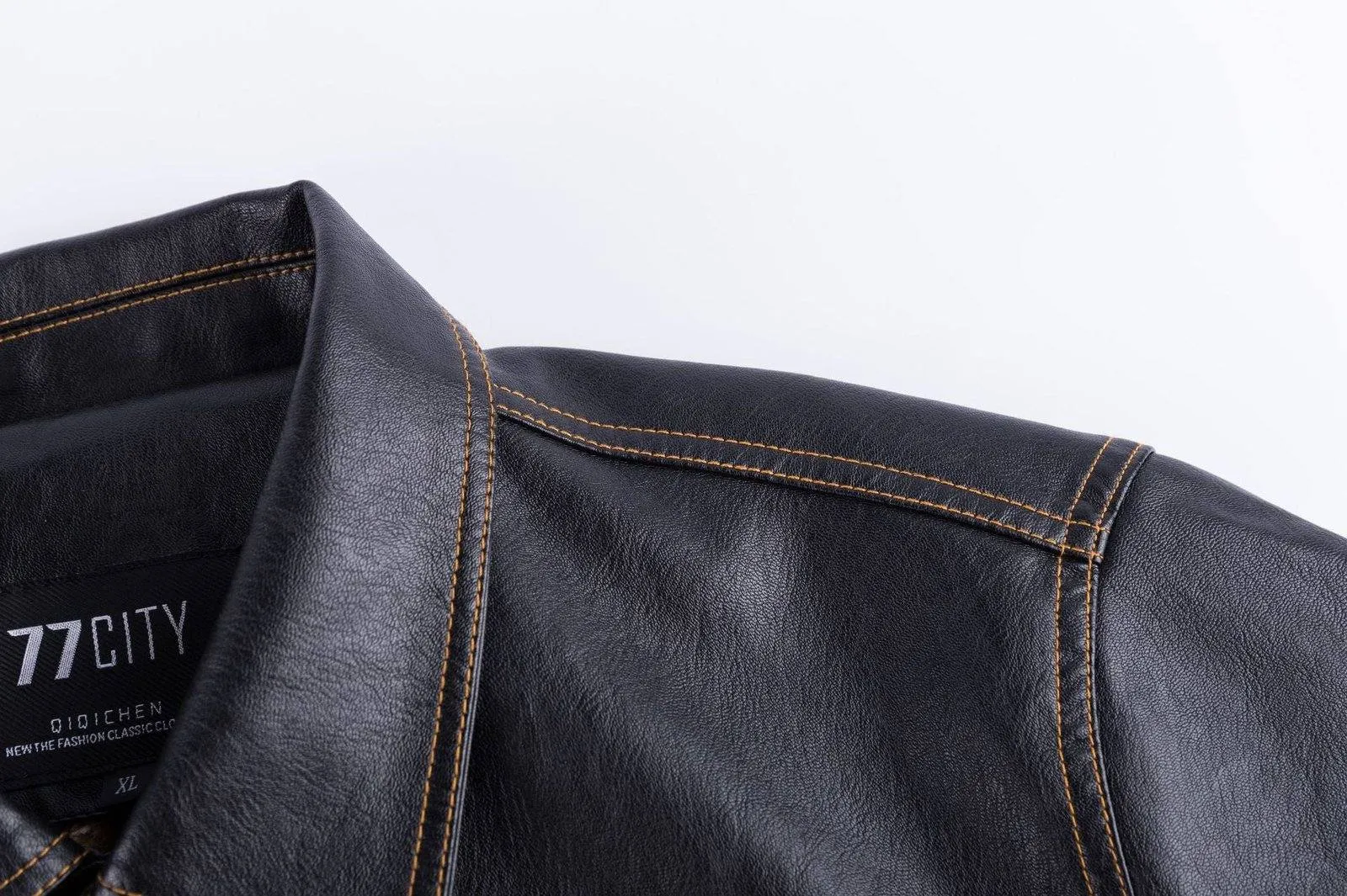 Men's Multi-Pocket Plus Fleece Leather Jacket
