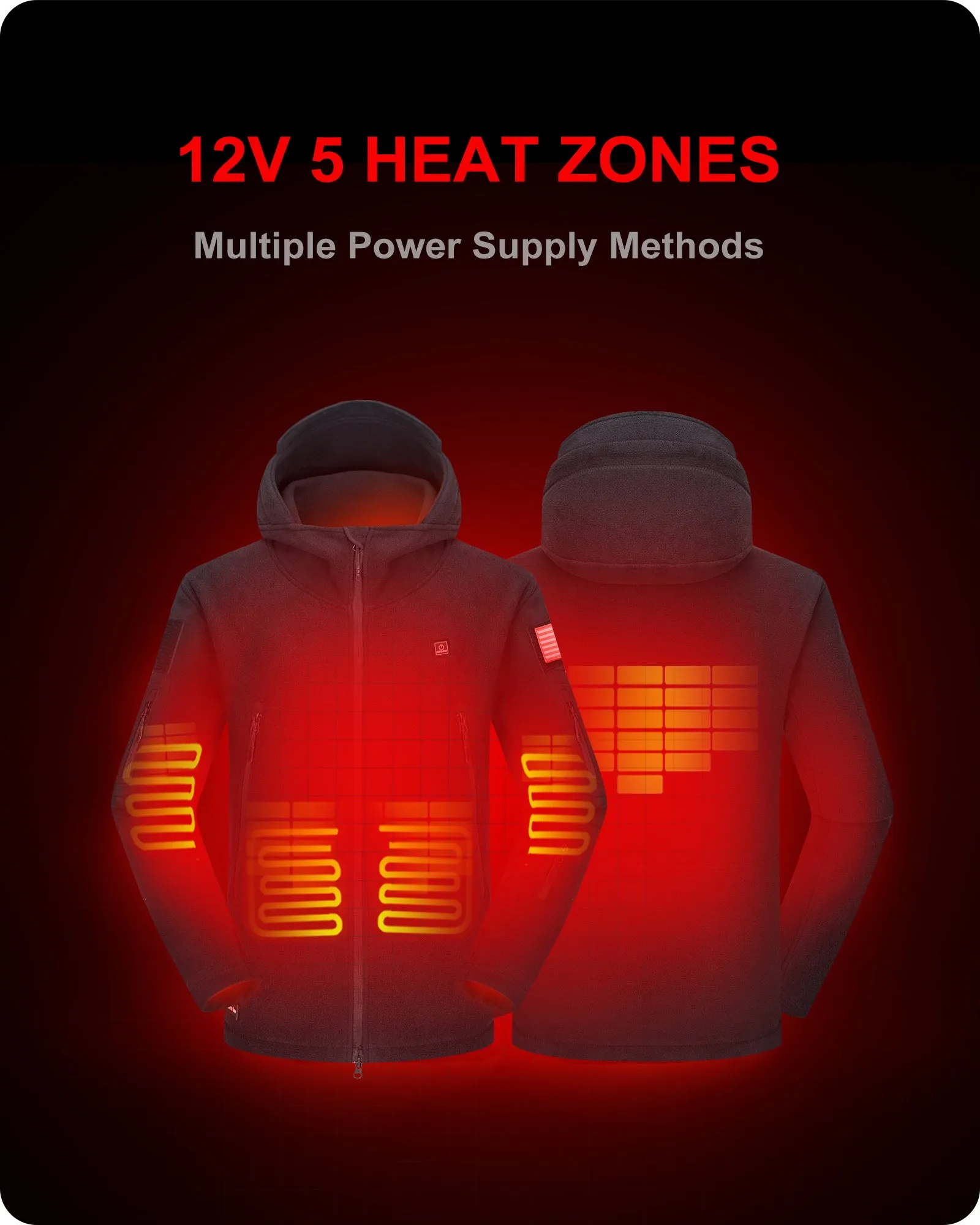 Men's Polar Fleece Heated Jacket With 12V Battery Pack - Blue Haze