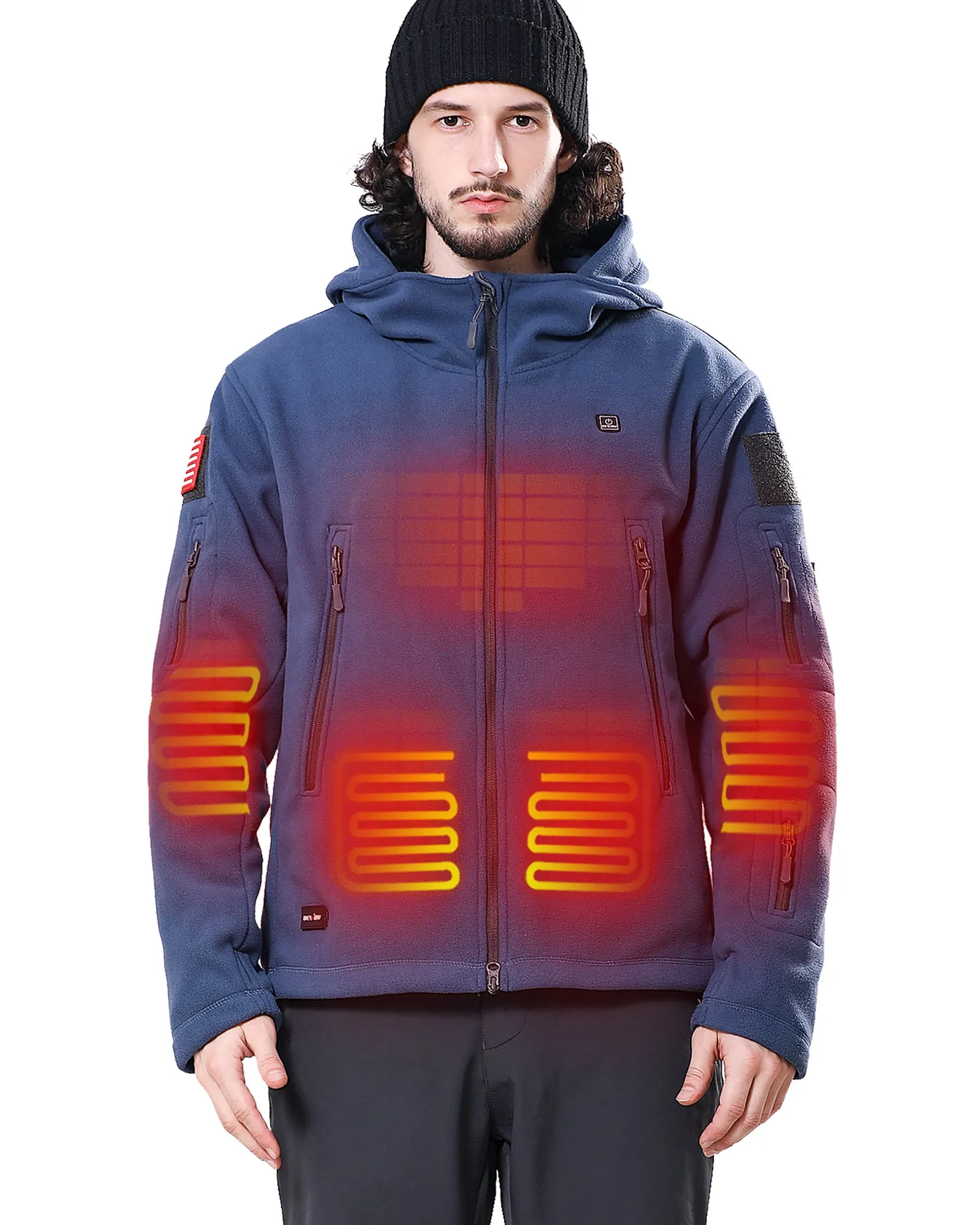 Men's Polar Fleece Heated Jacket With 12V Battery Pack - Blue Haze