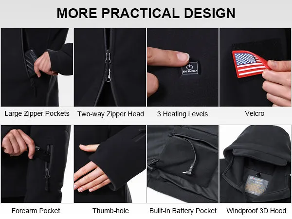 Men's Polar Fleece Heated Jacket With 12V Battery Pack - Blue Haze