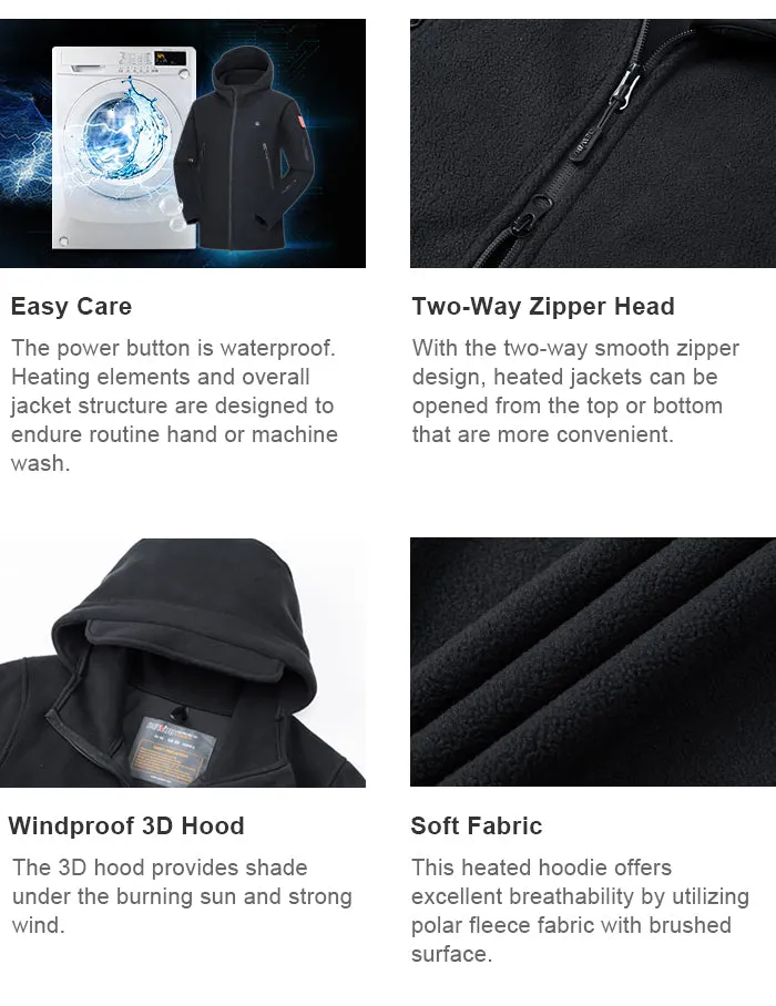 Men's Polar Fleece Heated Jacket With 12V Battery Pack - Blue Haze