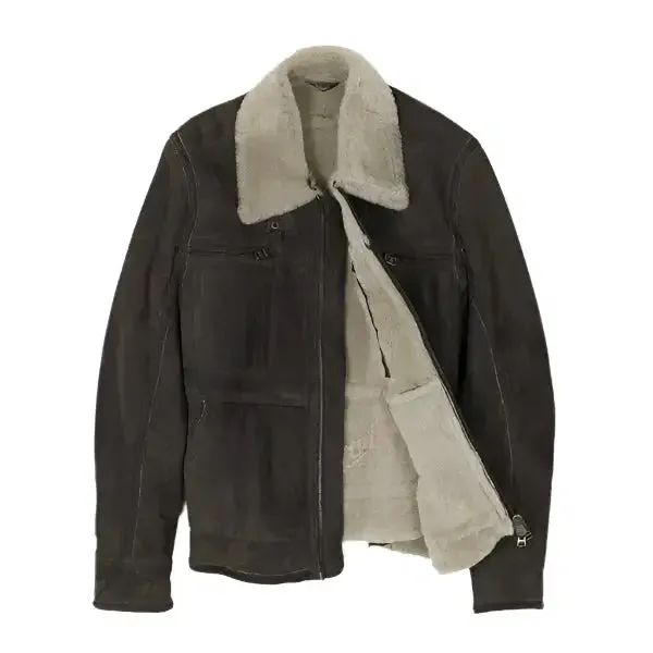 Men's Vintage Black Shearling Leather Jacket