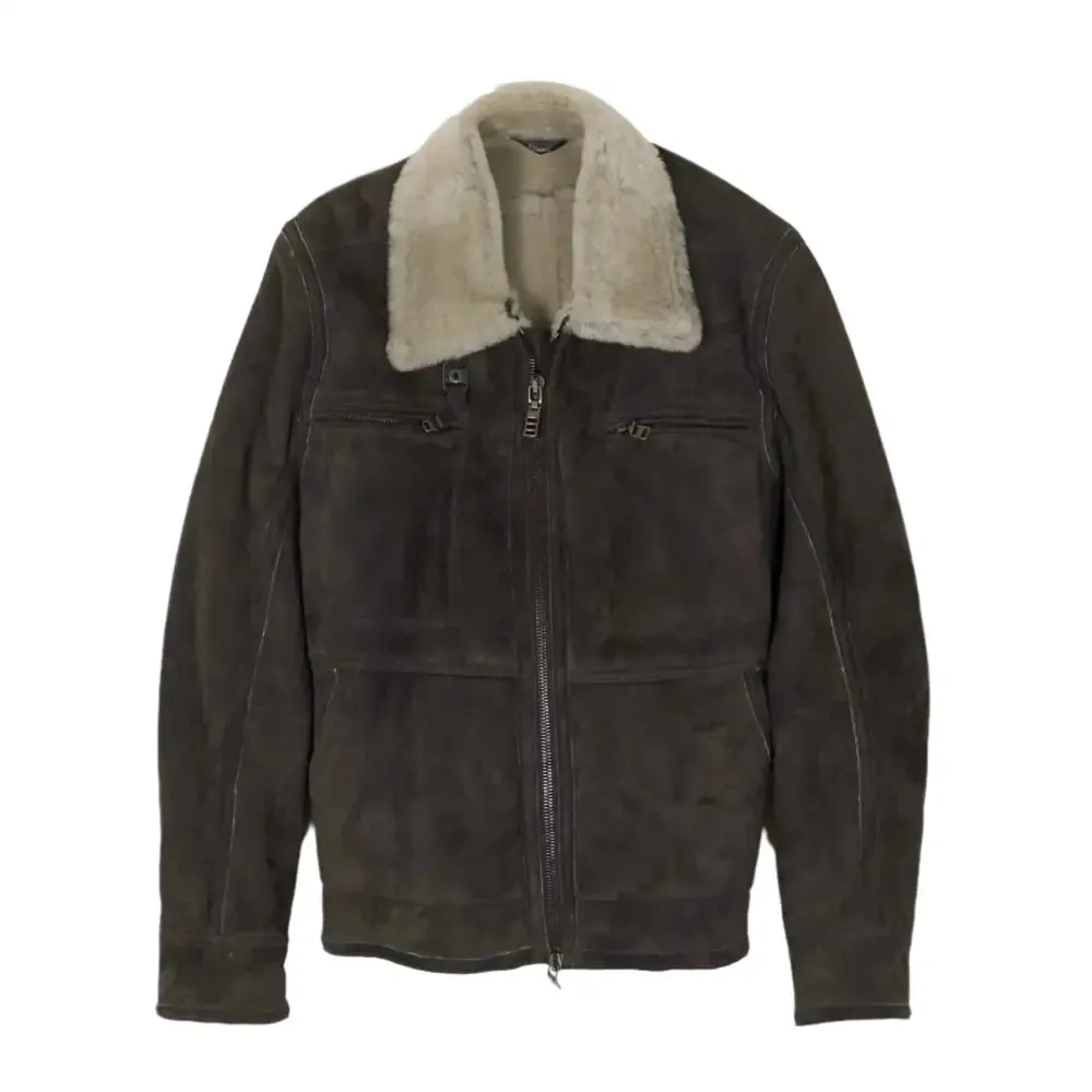 Men's Vintage Black Shearling Leather Jacket
