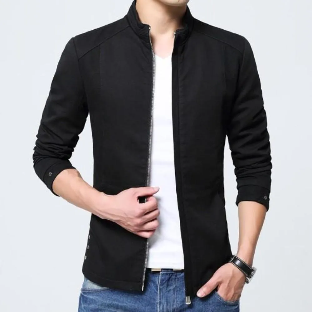 Mens Zip Up Jacket with Stand Up Collar