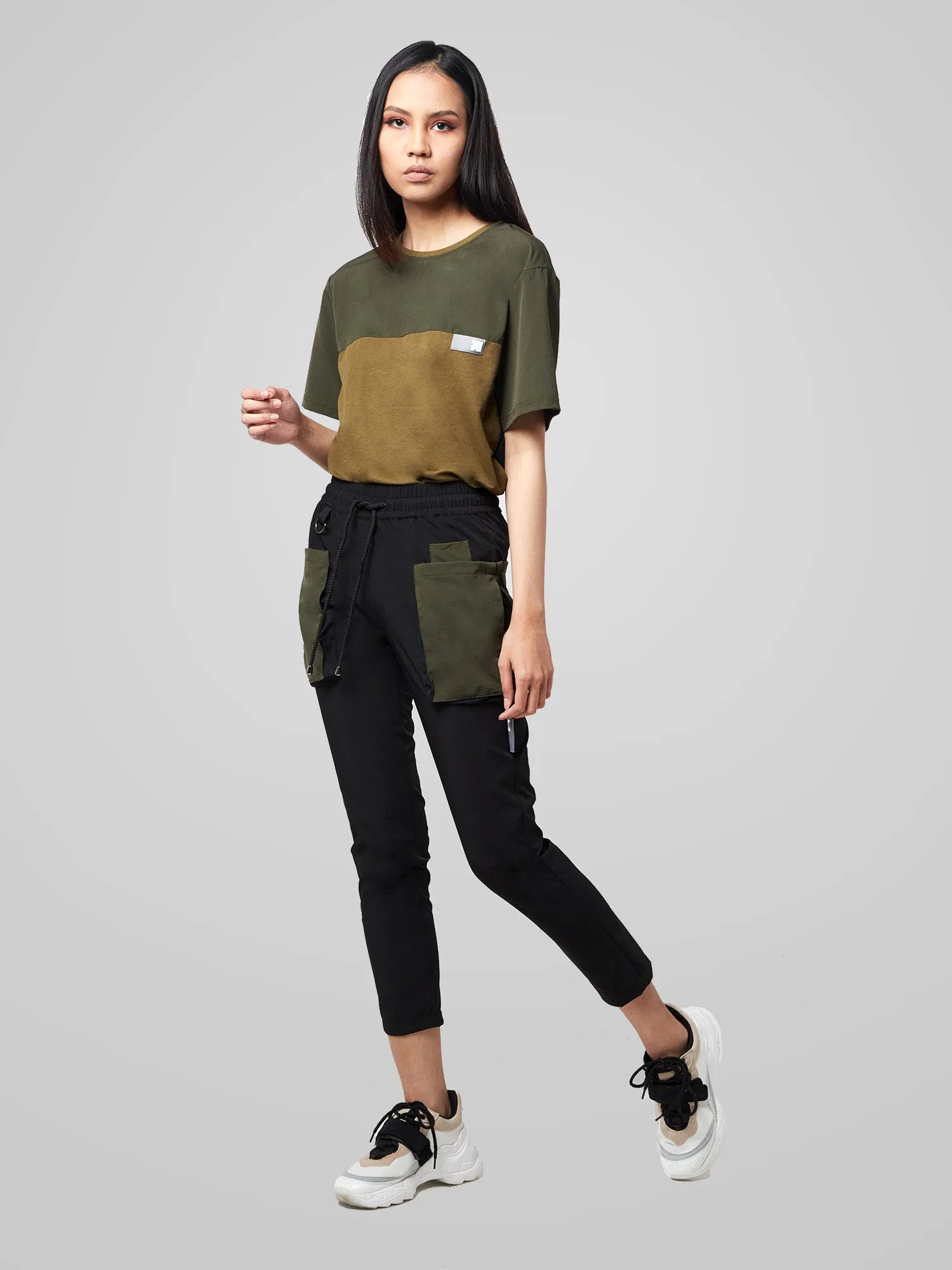 Military Green Utilitarian Cargo Female Pants
