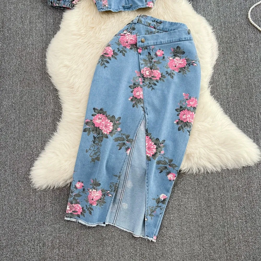 Mimi Denim Floral Co-ord Set