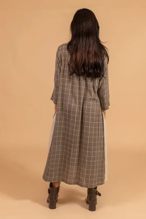 Moralfibre  Side Kali Dress In Checks And Kora Fabric From "Shapes Collection "