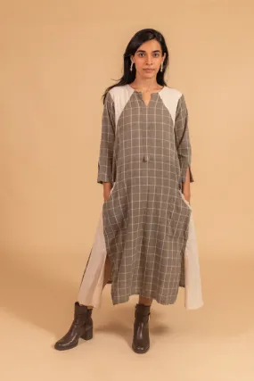 Moralfibre  Side Kali Dress In Checks And Kora Fabric From "Shapes Collection "