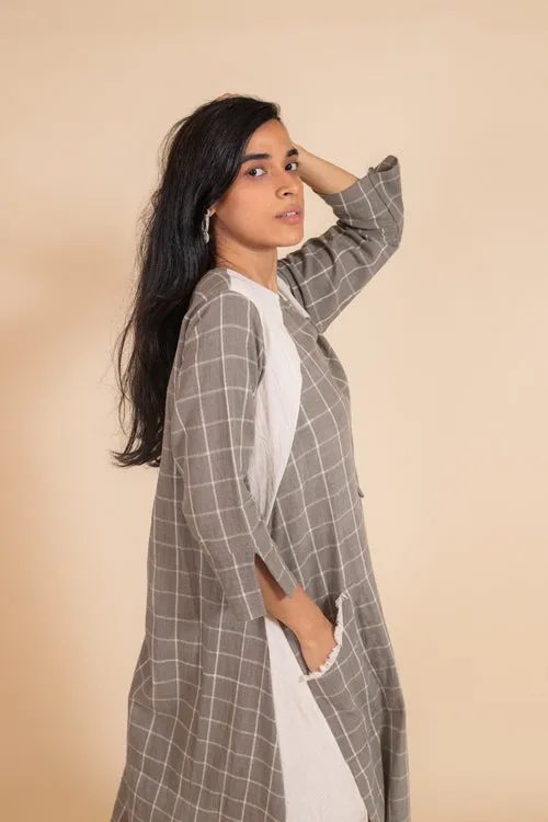 Moralfibre  Side Kali Dress In Checks And Kora Fabric From "Shapes Collection "