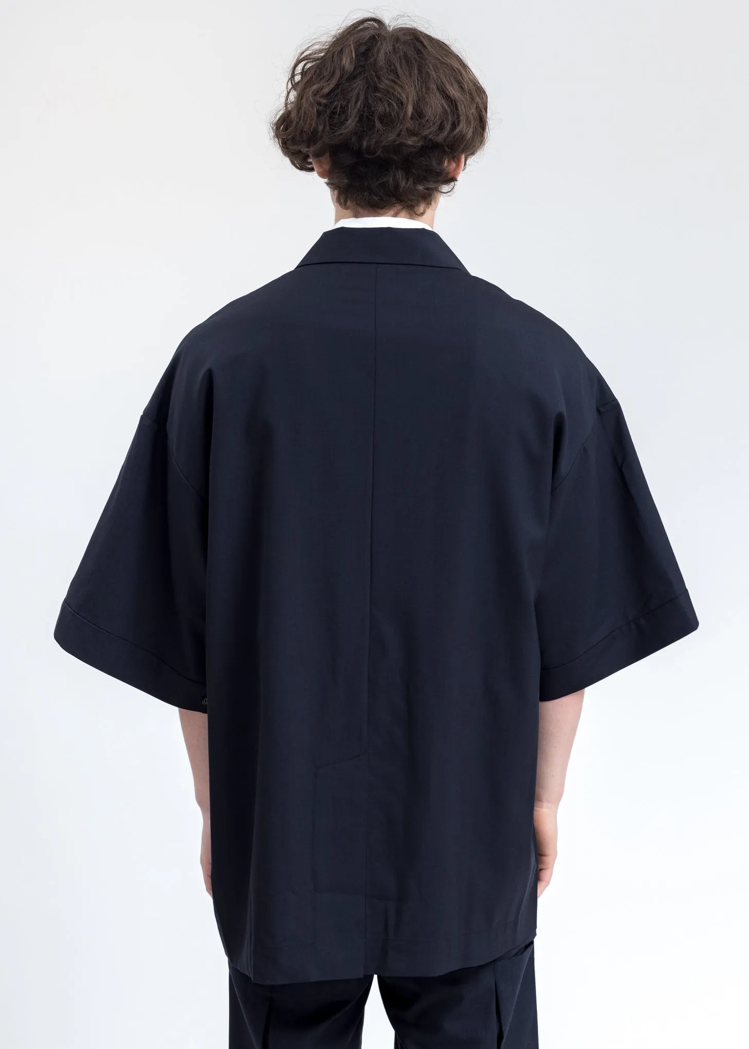 Navy Short Sleeves Blazer
