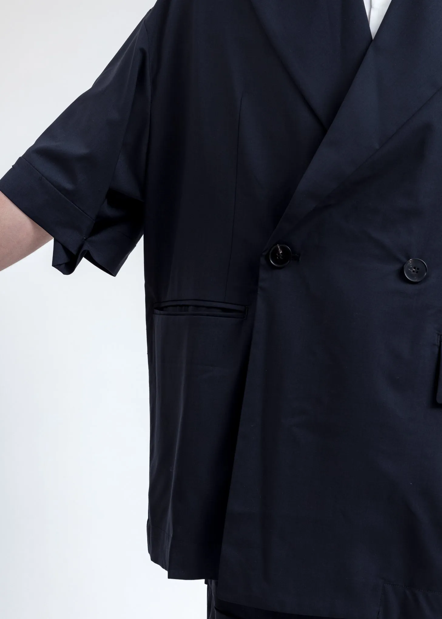 Navy Short Sleeves Blazer