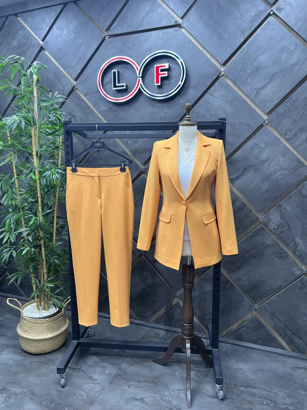 NDL Women Buttoned Satin Women's Suit Dress Orange - Santiago Juxtlahuaca