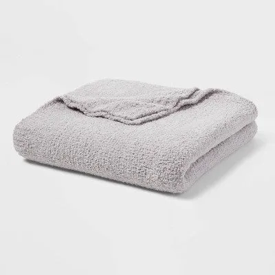 New - Threshold Chenille Throw Bed Blanket Oversized 92x90 Midweight, Gray, Full/Queen